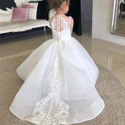 New Flower Girl Dresses White Tulle Appliques платья знаменитостей Pearls Aline Celebrity Dress Communion Dresses