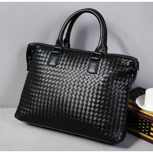 Designer Mens Bag Leather Large Briefcase Hand Woven Luxury Handbags Business Tote Bags for Men High Quality Laptop Handbags