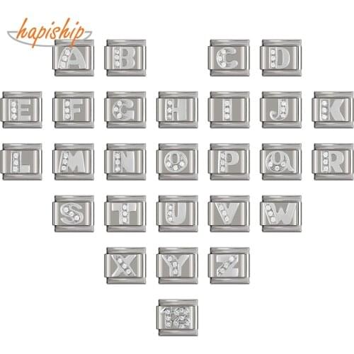 Hapiship 2019 9mm Width Original Daisy 26 Letters A-Z Italian Charm Fit 9mm Bracelet Stainless Steel Jewelry Making DJ228