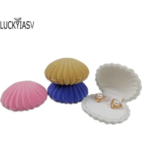 Creative Shell Shape Velvet Jewelry Box For Ring Earrings Necklace Bracelet Jewelry Display Gift Box Wedding Surprise Gift Box