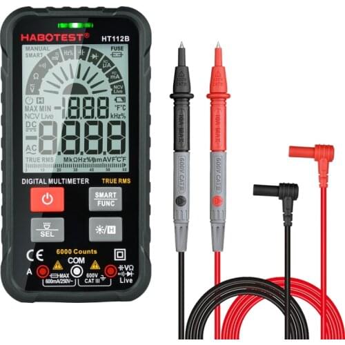 HABOTEST Smart Portable Digital Multimeters Amp Ohm Hz Capacitance Battery Tester Voltmeter Auto Range Voltage Current Tester