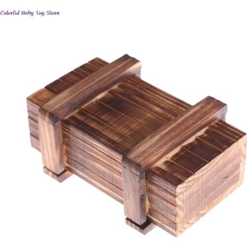 Vintage Wooden Puzzle Boxes With Secret Drawer Magic Compartment Brain Teaser Wooden Toys Kids Gift