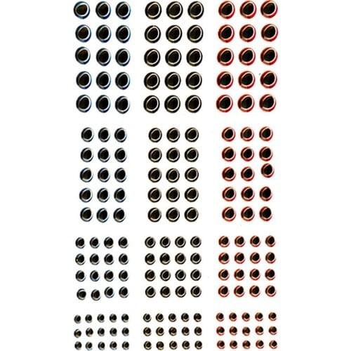 180Pcs 3D Holographic Fishing Lure Eyes Mixed Sizes for Fly Tying Jigs Craft Dolls Waterproof