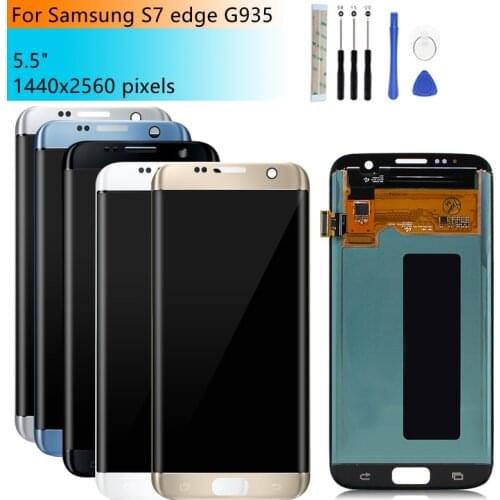 Burn LCD For SAMSUNG GALAXY S7 Edge Lcd Display Touch Screen Digitizer Assembly G935 G935F With frame Replacement repair parts