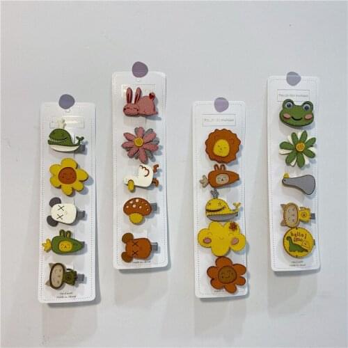 5pcs/set Cute Hair Clips for Girls Kids New Transparent Hairpins Fashion Children BB Clips Cartoon Animal Hair Accessories