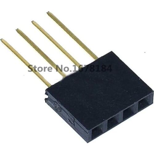 50PCS 4 PIN Single Row Straight FEMALE PIN HEADER 2.54MM PITCH pin long 11MM Strip Connector Socket 1X4 4PIN FOR arduino PCB