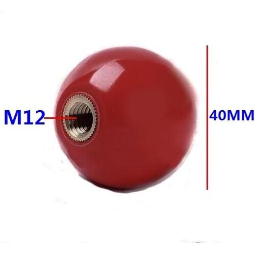 6pcs/LOT M12x40mm RED Ball Knob Copper Insert Machine Tool Replacement 12mm Thread 40mm Ball Diameter Bakelite Ball Lever Knob