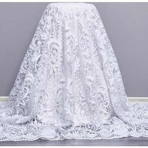 African Lace Fabric 2021 High Quality Lace New White French Sequins Tulle Nigerian Diy Sewing Embroidery Dersses For Women A2560