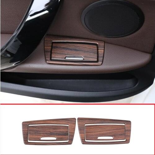 Car accessories Pine Wood Grain ABS Chrome Rear Door Ashtray Decorative Frame Trim For BMW X1 F48 2016-2019 Car Accessories4