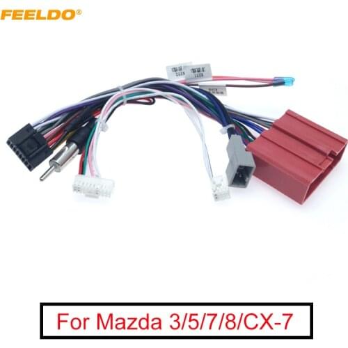 FEELDO Car 16pin Stereo Radio Power Cable Adapter With Canbus Box Wiring Harness For Mazda 3(08-12)/5(08-15)/6(07-12)/8/CX-7