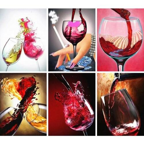 AZQSD Diamond Painting Kitchen Home Decor Full Square Diamond Embroidery Wine Scenic Cross Stitch Kits Handicrafts Rhinestones