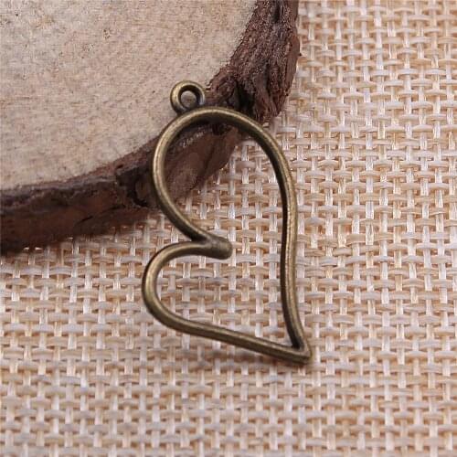 Free shipping 65pcs 21x27mm antique bronze Hollow love charms diy retro jewelry fit Earring keychain hair card pendant