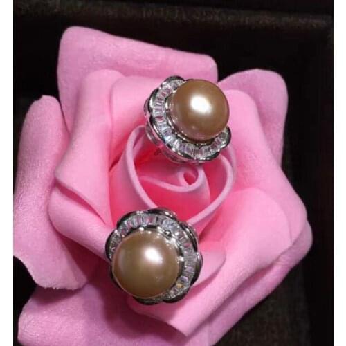 Free shipping luxury Noble jewelry 925 SILEVR 6-7-9MM mm Freshwater White pearl ladies earring