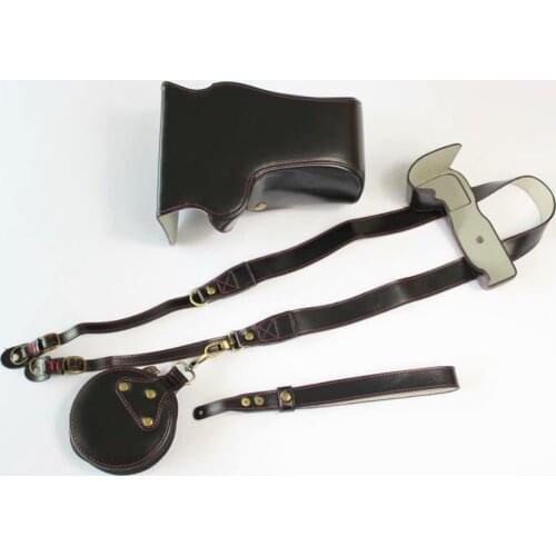 Pu Leather Camera Case Bag For Canon EOSR EOSRP RP R 24-105-45mm Lens Openning Bottom Cover With Strap Mini Pouch Wrist strap