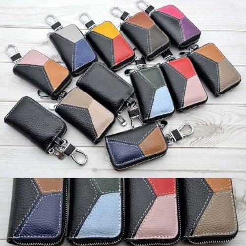 Genuine Leather Keychain Holder Pouch Purse Key Cover Bag Fashion Men Key Holder Organizer Car Key Case