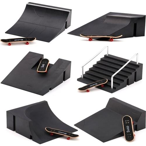 Kids Children Mini Finger Board Fingerboard Skate Parks Kit Ramp Parts For Finger Ramp Skateboard Fingerboard Christmas Gifts