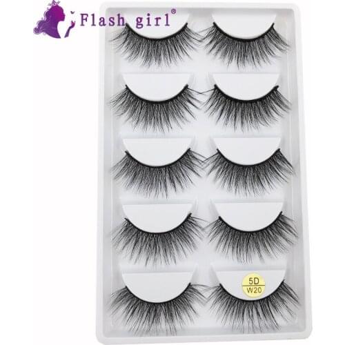 Flash Girl 5D Wholesale Bulk Private Label Eyelashes Thick Lashes Makeup 5 Pairs Full Strip Eyelashes
