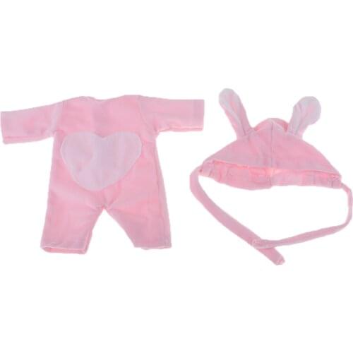 2pcs Pink Plush Jumpsuit & Hat For 25cm Mellchan Doll Clothes Changing Accs