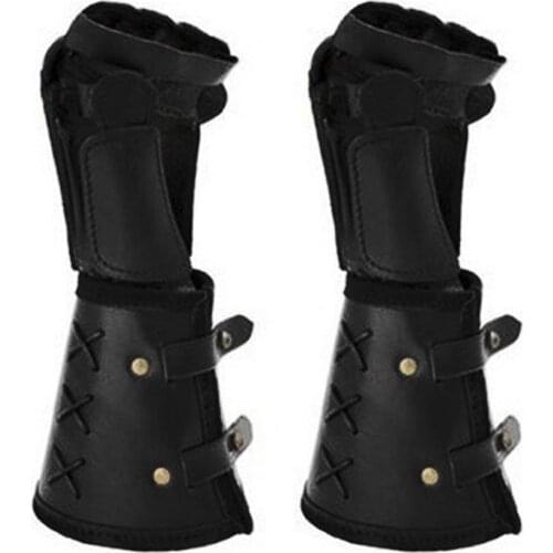 Medieval Samurai Leather Armor Bracer Long Gloves Men Cosplay Knight Gauntlet Wristband Accessories Vambraces Arm Cuff Armor