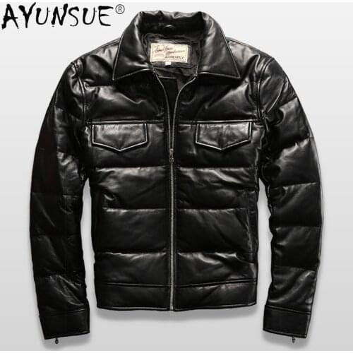 AYUNSUE genuine sheepskin leather jacket men clothing 2020 new winter duck down jackets mens thick clothes hommes veste LXR902
