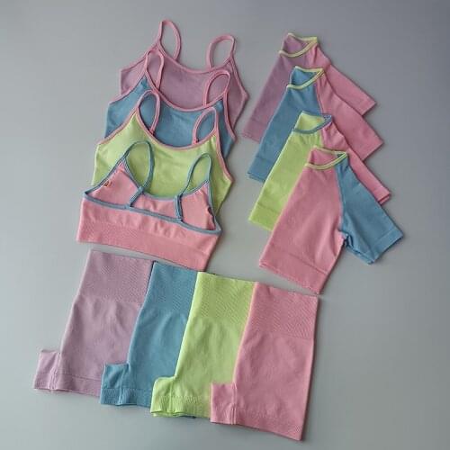 Summer Womens Shorts Sets Yoga Suit Crop Tops Sports Bra Yoga Shorts Sportswear Women Fitness Suit Gym Clothing Sport Set 2021