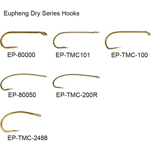 Eupheng 100pcs Standard Nymph Dry Fly Fishing Hook Barb Hooks Combo Bronze Color Fly Hook With Barb