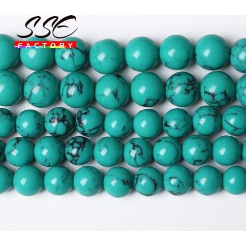 Wholesale Natural Stone Green Turquoises Round Loose Beads 15" Strand 4 6 8 10 12 MM For Jewelry Making DIY Charm Bracelet T18