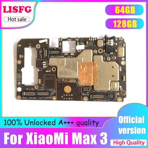 Original Motherboard For Xiaomi Max 3 Motherboard Mainboard Logic Board 64GB 128GB Work Well Unlocked Main Circuits Board