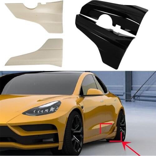 Pair Glossy Black Primer For Tesla Model 3 Sedan 2017 2018 2019 2020 2021+ Rear Bumper Lip Splitter Canards Side Skirts Body Kit