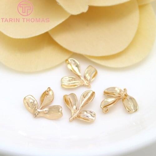 6PCS 12x10MM 24K Champagne Gold Color Plated Brass Leaves Tree Leaf Charms Pendants High Quality Diy Jewelry Accessories