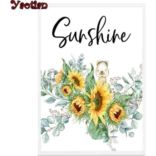Full square round 5d diy diamond painting Sunflower Wall Art You Are My Sunshine embroidery Diamond Mosaic Pictures By Numbers