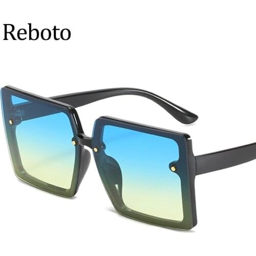 Blue Green Square Sunglasses For Women 2021 Famous Brand Design Rimless Lady Sun glass Woman 2021 Gradient Eyeglasses