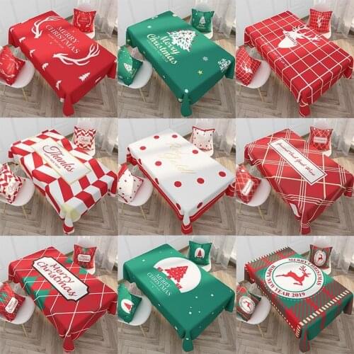 Christmas Day Cotton Linen Red Table Cloth Northern Europe Green Waterproof Tablecloth Simple Household Tea Table Cover