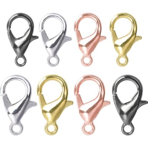 100pcs/Lot Silver/Gold/Rose Gold/Black Plated Lobster Clasp Alloy Accessories Jewelry Findings Hooks For Necklace Bracelets DIY