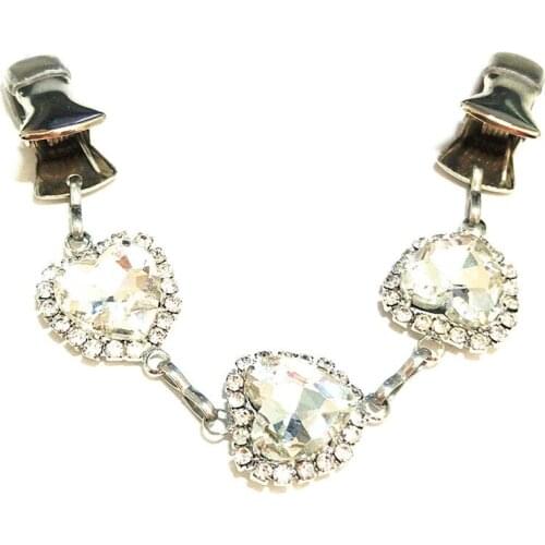 Crystal White Cinch Dress Cardigan Sweater Clip Rhinestone Cloak Clasp Women Heart Brooch Scarf Clamps Clothes Buckle