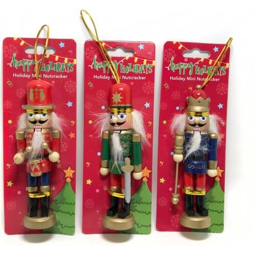 12cm Free shipping new Action & Toy dolls painted wooden soldier nutcracker walnut soldiers children Gifts 3 pcs/lot HT136