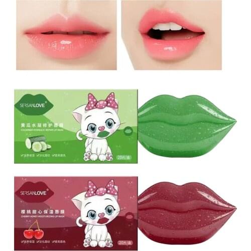 20Pcs Beauty Lip Mask Lip Plumper Pink Crystal Collagen Lip Mask Patches Moisturizing Wrinkle Ance Skin Care TSLM1
