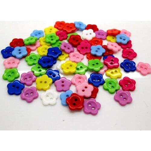 200Pcs Multicolor Resin Flower Shape Apparel Sewing Buttons For Kids Clothes Scrapbooking Decorative Handicraft DIY Accessories