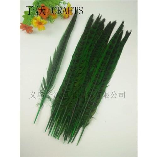 2017 Hot! green 50pcs / lot natural Pheasants feathers, 12-14 "/ 30-35cm DIY jewelry, art performances props Accessories