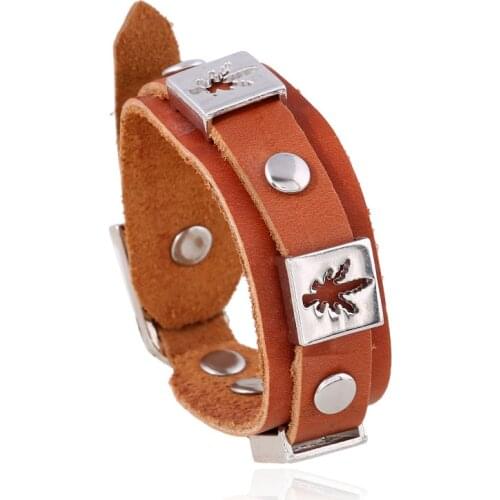 2019 New Fashion Brown Woman Leather Bracelet Hollow Metal Maple Leaf Adjustable Bracelet Retro Charm Luxury Jewelry For Party