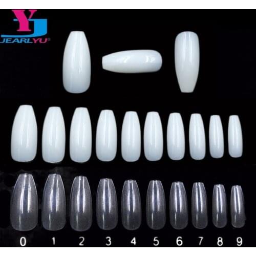 500 Pcs Full Cover Ballerina Nails Nature Transparent Acrylic Fake Nail Tips Long Coffin Faux Ongles Ballerine Tools Manicure