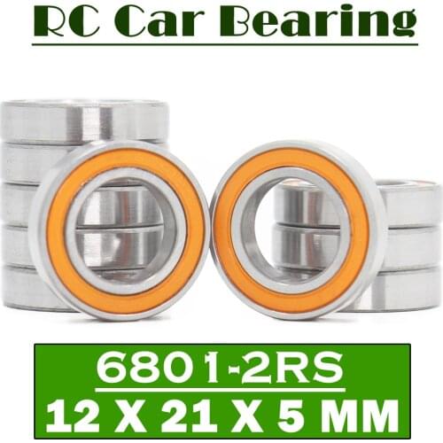 6801RS Bearing ABEC-3 (10PCS) 12*21*5 mm Thin Section 6801-2RS Ball Bearings 61801 RS 6801 2RS With Orange Sealed L-2112DD