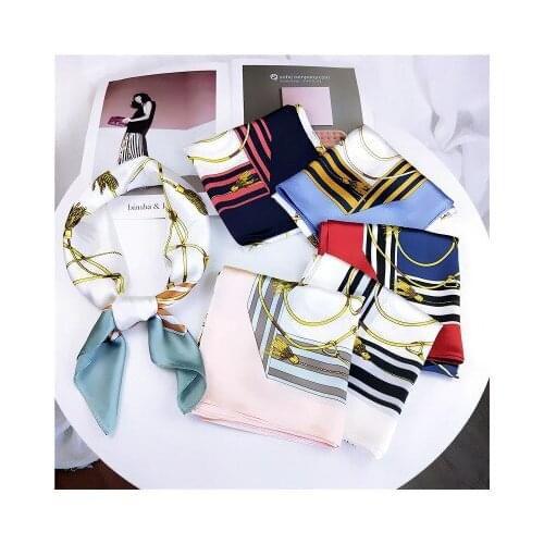 70*70cm South Korea New Small Scarf Small Square Scarf Womens All-match Artistic Decoration Multi-Function Scarf Neckerchief