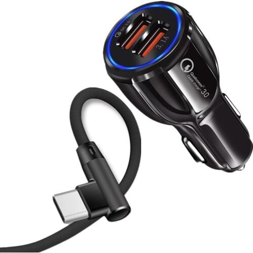 Dual USB Ports Car Charger Quick Charge Mobile Phone Type C Cable for Google Pixel 3a XL Honor 20 9X Pro Play Magic Car-Charger