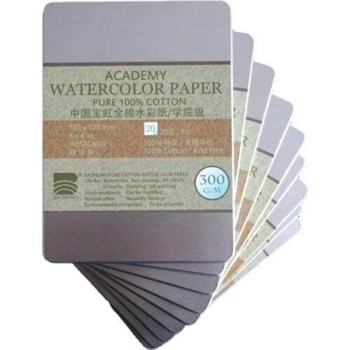 Baohong Postcard Cotton Watercolor Paper 300g Baohong Sketchbook Watercolor Painting Postcard College Grade Iron Box 20 Sheets