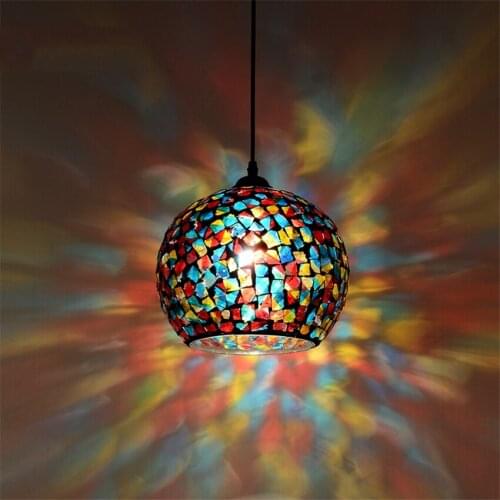 Bohemian Mediterranean pendant lights Restaurant Bar Balcony Single Stained Glass Mosaic lamps hanging lights Bathroom fixtures
