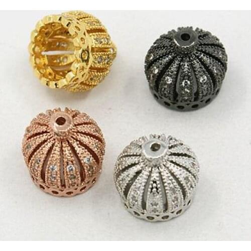 10pc 11.5*11mm Brass Cubic Zirconia Beads Crown Mixed Color For DIY Jewelry Accessories Finding Making Necklaces Bracelets