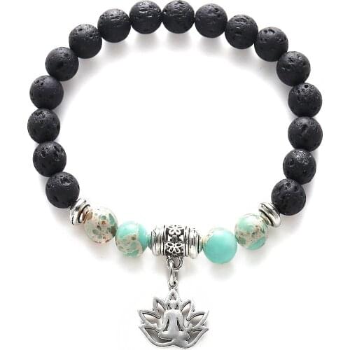 Quick sale of sandy volcanic stone hand string sitting chain flower mens and womens bracelets weathered jewelry