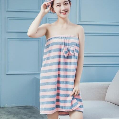 Women Wearable Bath Towel Dress Super Absorbent Quick-drying Microfiber Adults Thick Soft Shower After Bath Towel Bathrobe