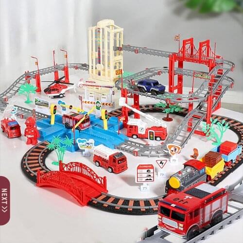 Electric Train Rail Car Toy Set Multifunctional DIY Assembly Circuit Voiture Racing Track Childrens Educational Boy Toys Gift